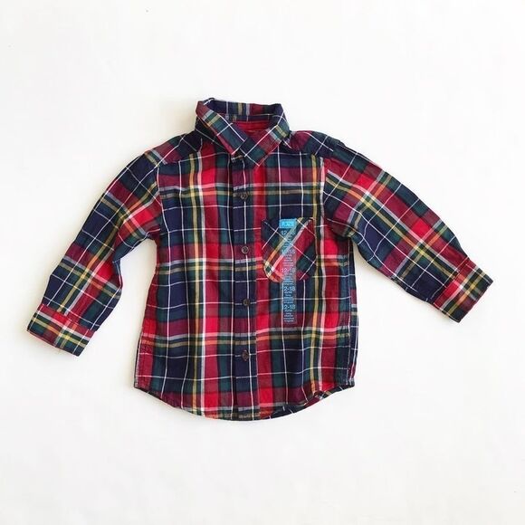 The children’s place plaid button down shirt 12-18 - Picture 1 of 4